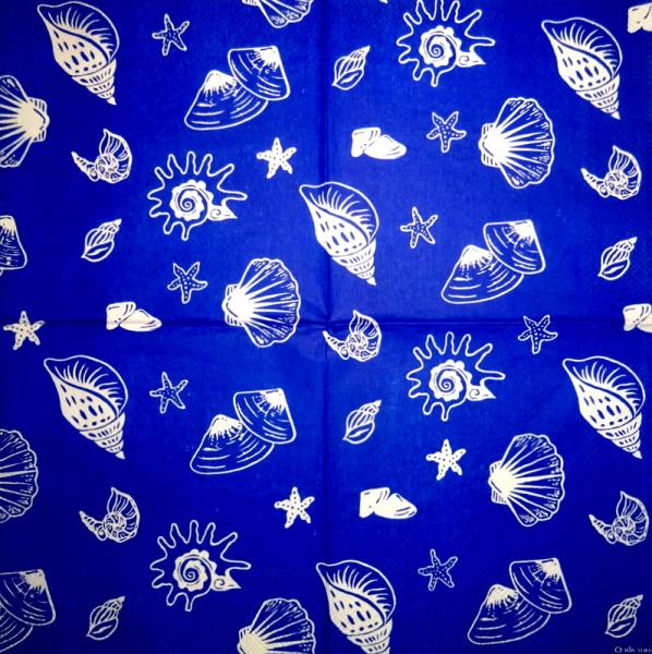 094 Muscheln - 3-lagig (blau) - Home Fashion