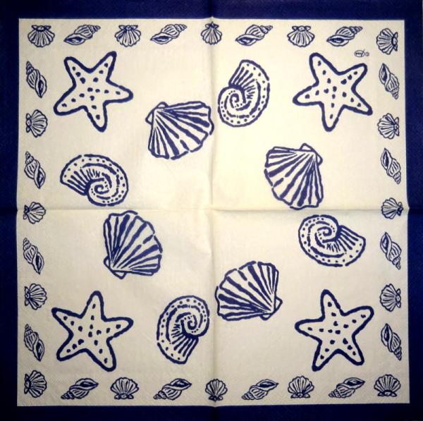 094 Muscheln - 3-lagig (blau) - Home Fashion