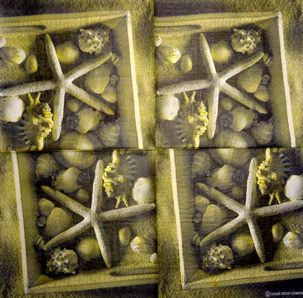 094 Muscheln - 3-lagig (blau) - Home Fashion