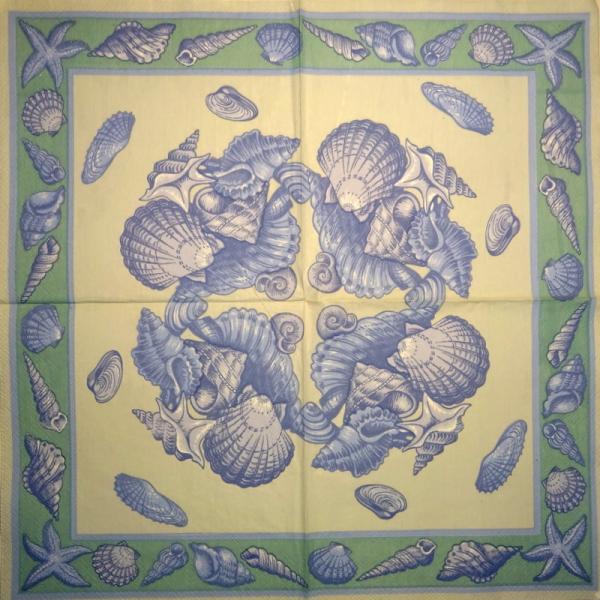 094 Muscheln - 3-lagig (blau) - Home Fashion