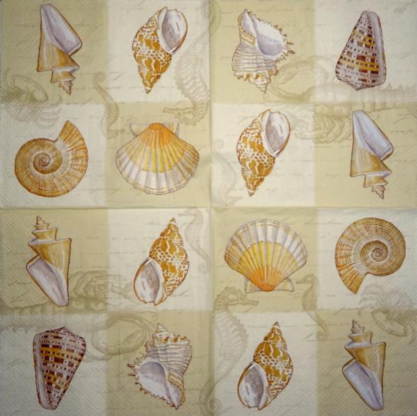 094 Muscheln - 3-lagig (blau) - Home Fashion