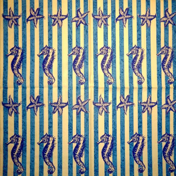 094 Muscheln - 3-lagig (blau) - Home Fashion