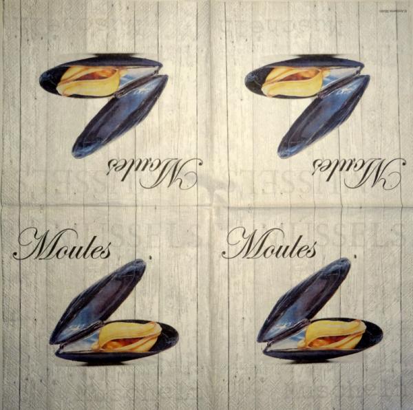 094 Muscheln - 3-lagig (blau) - Home Fashion