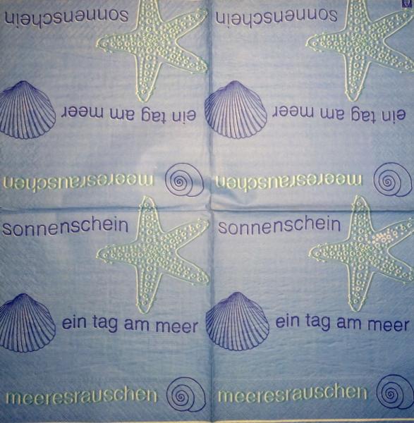 094 Muscheln - 3-lagig (blau) - Home Fashion