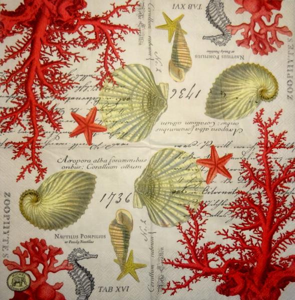 094 Muscheln - 3-lagig (blau) - Home Fashion