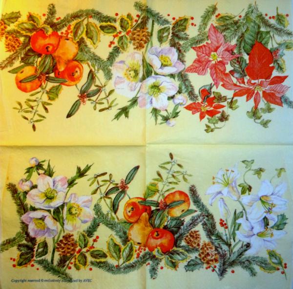 037 Weihnachten Blumen - 3-lagig - AVEC