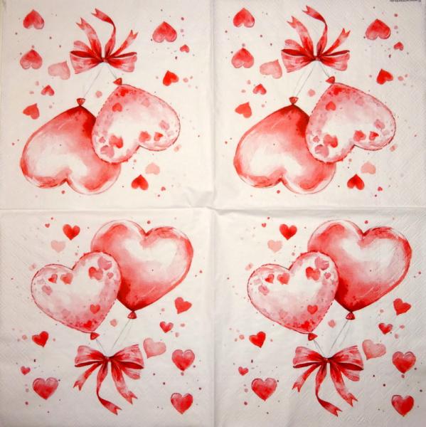 170 Herz / Herzen - 4-lagig - ppd - The Image Bank - Taschentuch