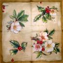 004 Christmas Flowers - 3-ply (cream/gold) - Ihr