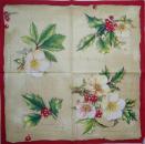 004 Christmas Flowers - 3-ply (cream/red) - Ihr