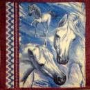 031 Horses - 3-ply (purple) - 35x35cm
