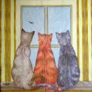 074 Katzen - 3-lagig (gold) - Ambiente