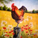 038 Rooster,  Hen - 3-ply - Künstler