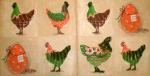 067 Rooster,  Hen - 3-ply