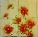 039 Anemones, Poppy - 4-ply (cream) - Ihr - Handkerchief