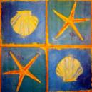 094 Muscheln - 3-lagig (blau) - Home Fashion