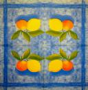 091 Lemons,  Oranges - 3 ply (blue) - F.Chandy