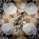 094 Muscheln - 3-lagig (blau) - Home Fashion